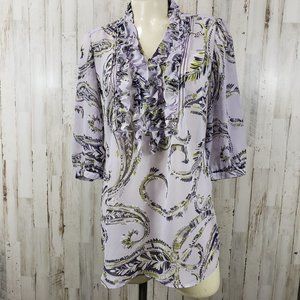New York & Co Womens Top Purple Floral Paisley Ruf